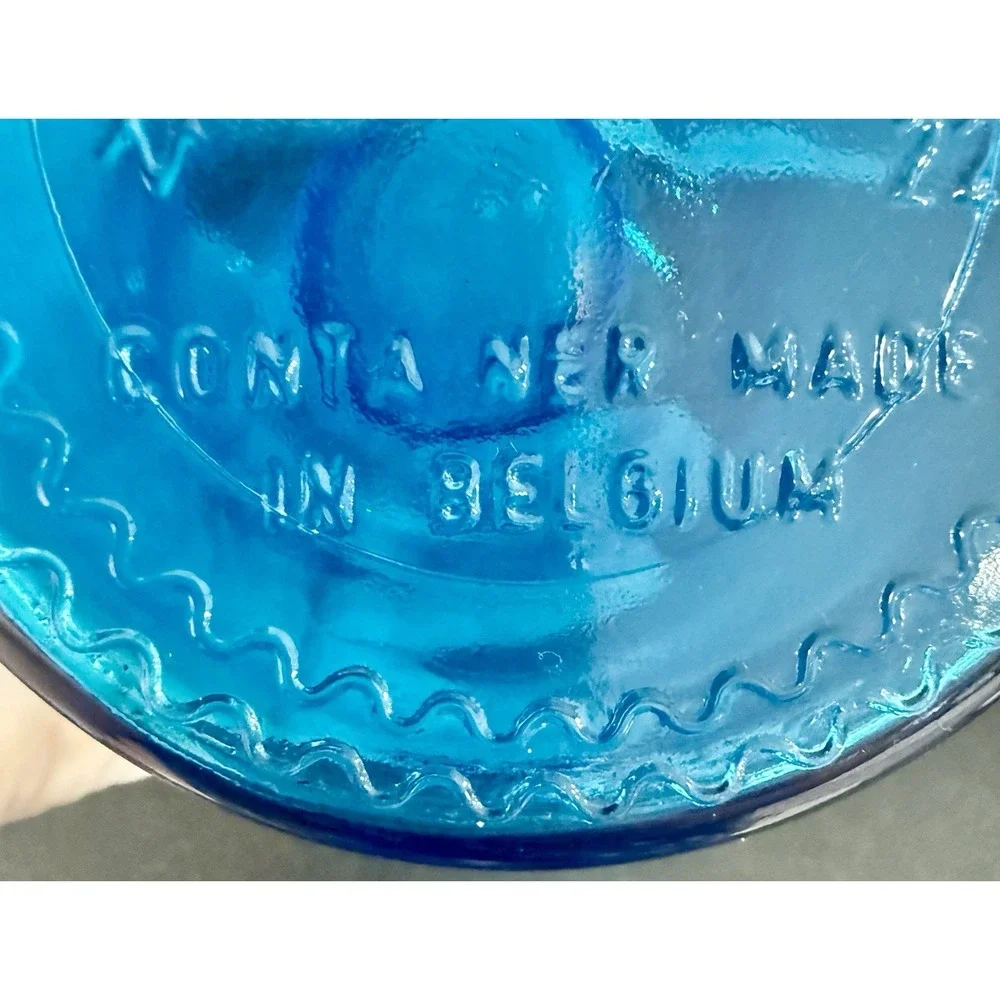 Vintage Blue Apothecary Glass Jar Bubble Lid Canister 8.75